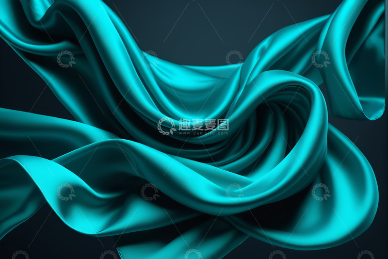 高清大图下载【趣麦麦图】青绿色丝绸飘动效果