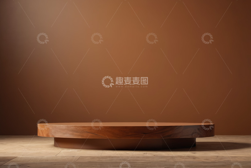 高清大图下载【趣麦麦图】棕色背景木质展示台