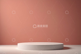 白色圆形展示台配粉色背景