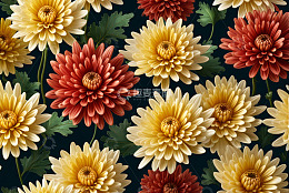 红黄菊花花卉图案素材