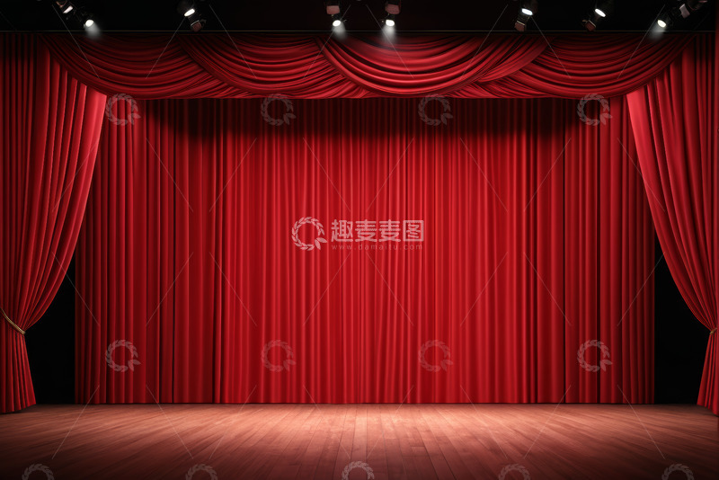 高清大图下载【趣麦麦图】红色幕布舞台背景
