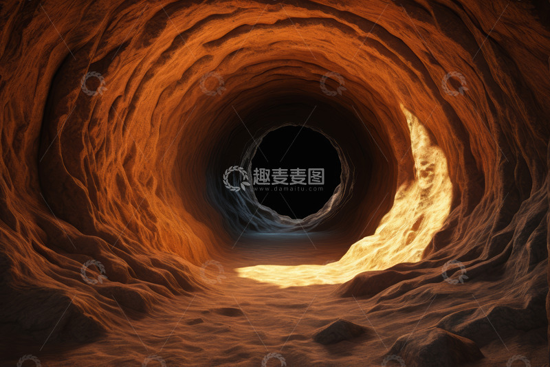 高清大图下载【趣麦麦图】橙红色隧道内部光影景象