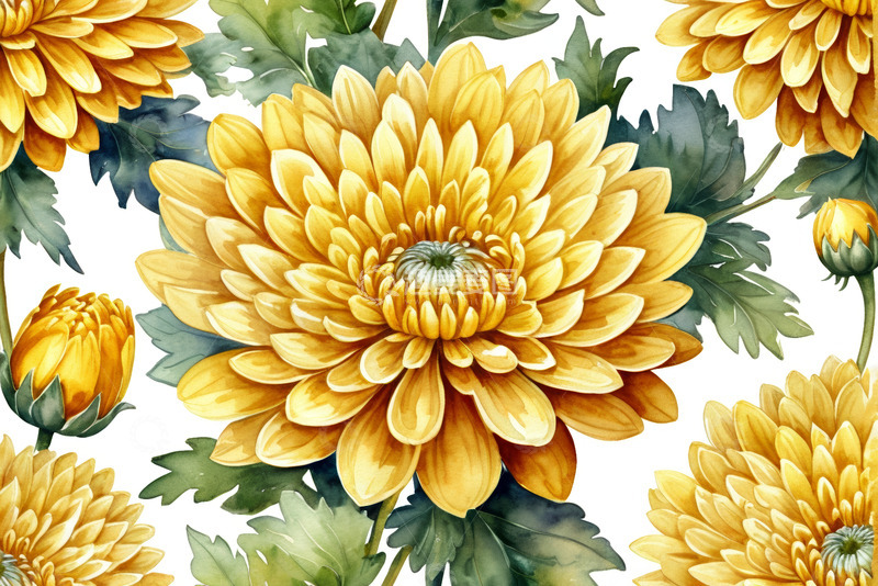 高清大图下载【趣麦麦图】黄色菊花花卉图案素材