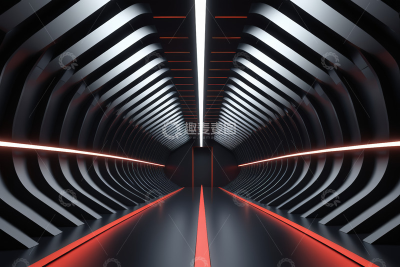 高清大图下载【趣麦麦图】-未来感发光隧道场景