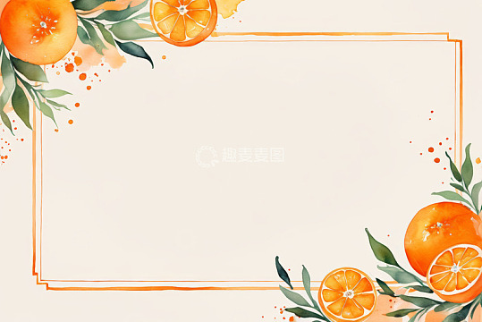 橙色水果装饰边框背景图