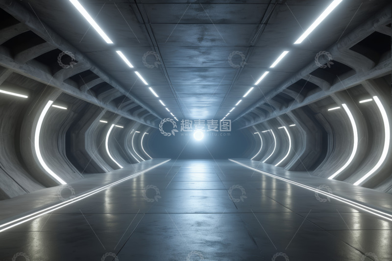 高清大图下载【趣麦麦图】未来感科技隧道内部场景