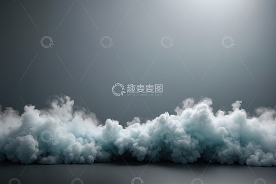 灰色背景下的蓬松云朵素材