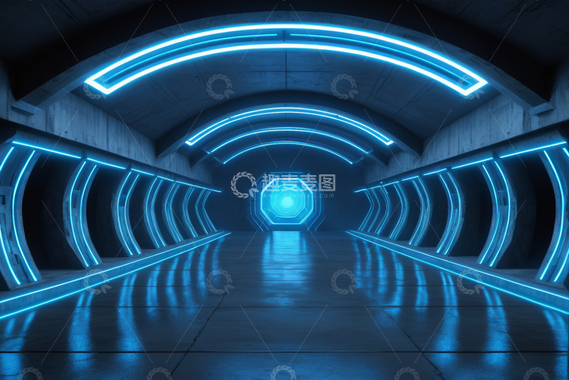 高清大图下载【趣麦麦图】未来感科技隧道光影场景