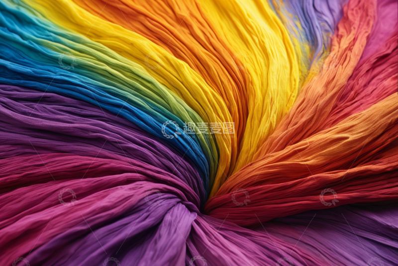 高清大图下载【趣麦麦图】彩虹色褶皱布料特写