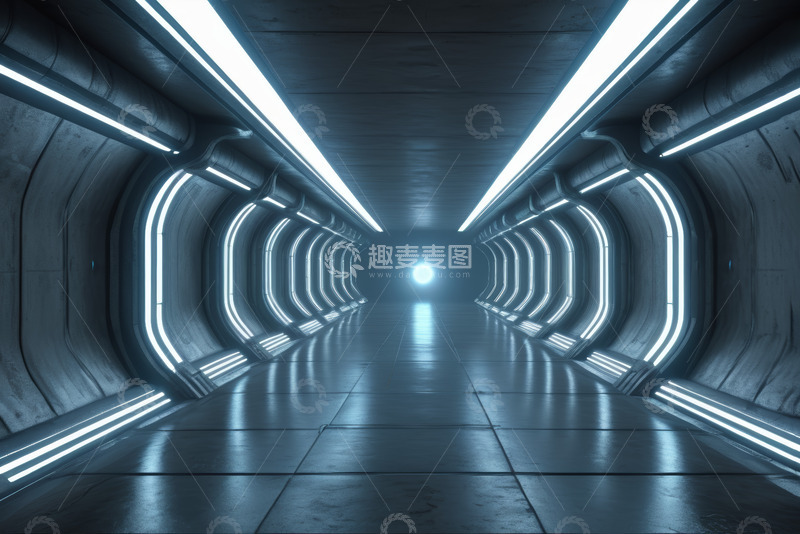 高清大图下载【趣麦麦图】科幻风格未来感发光隧道
