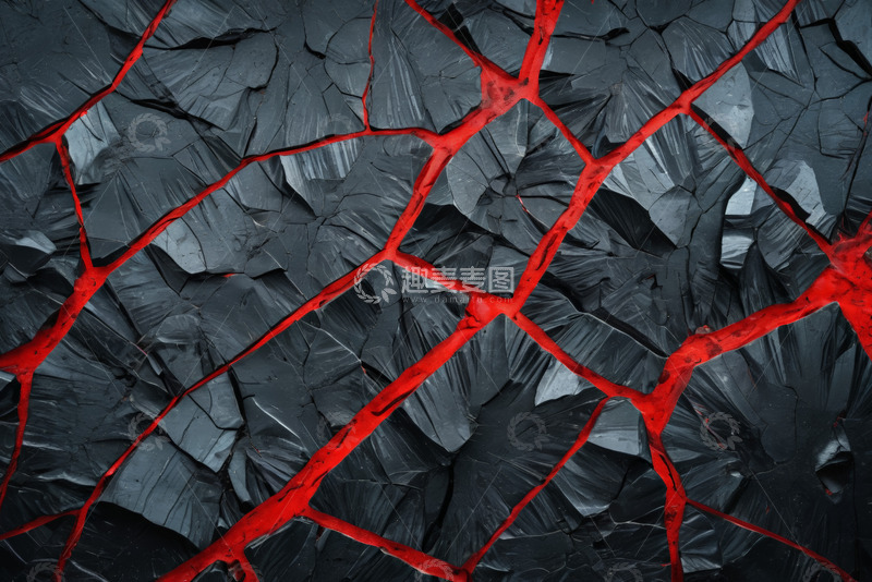 高清大图下载【趣麦麦图】地表裂缝与红色熔岩景象