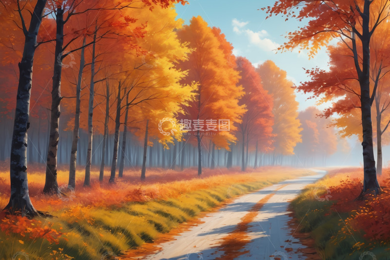 高清大图下载【趣麦麦图】秋日森林中的蜿蜒小路