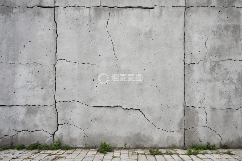 高清大图下载【趣麦麦图】带裂缝的灰色水泥墙面