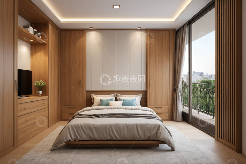 高清大图下载【趣麦麦图】现代简约风格卧室室内场景