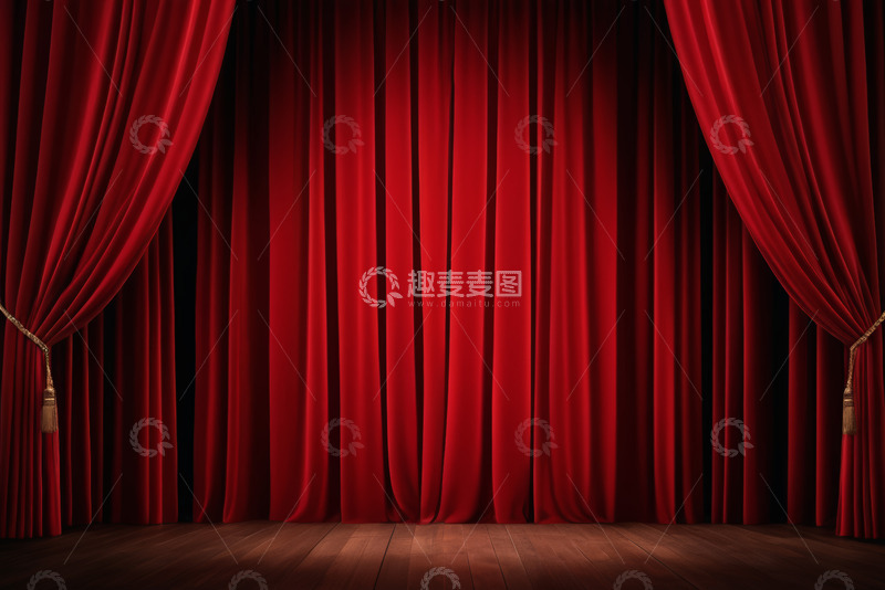 高清大图下载【趣麦麦图】舞台红色幕布背景素材