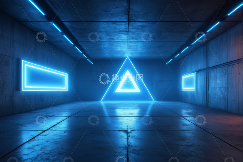 高清大图下载【趣麦麦图】霓虹灯光照亮的室内空间