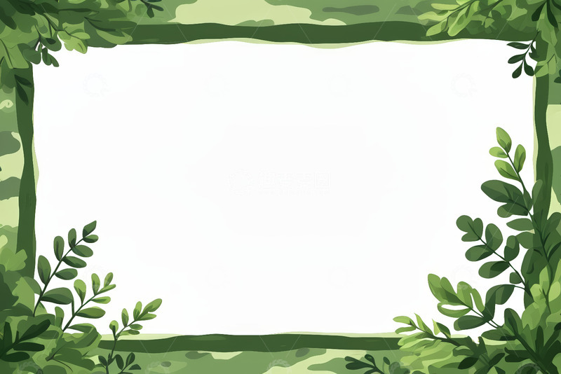 高清大图下载【趣麦麦图】绿色植物边框空白背景图