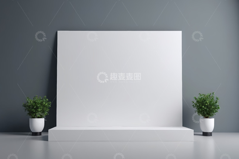 高清大图下载【趣麦麦图】白色展示台与绿植场景