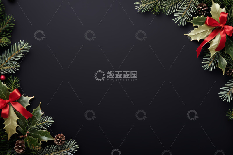 高清大图下载【趣麦麦图】黑色背景圣诞装饰素材