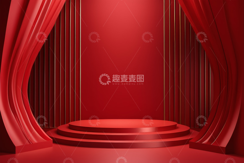高清大图下载【趣麦麦图】红色舞台背景素材