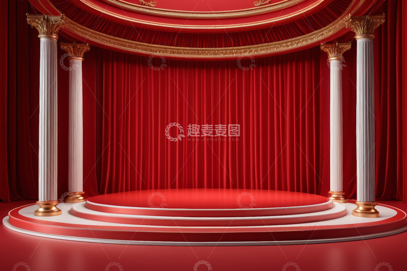 高清大图下载【趣麦麦图】红色舞台背景