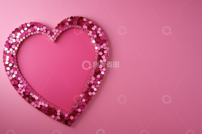 高清大图下载【趣麦麦图】粉色背景心形亮片装饰