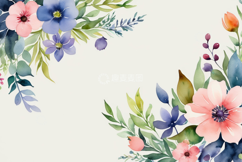 高清大图下载【趣麦麦图】水彩花卉装饰图案