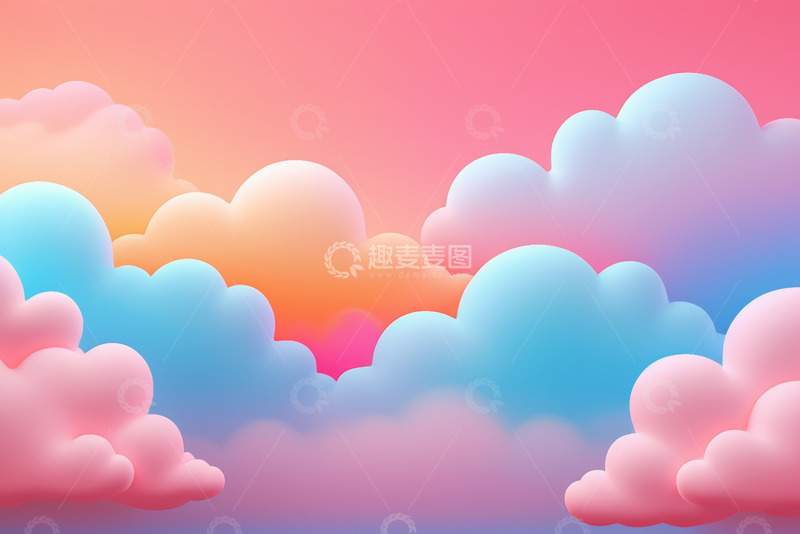 高清大图下载【趣麦麦图】梦幻彩色云朵背景