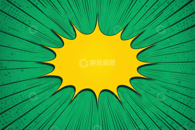 高清大图下载【趣麦麦图】漫画风格绿色放射背景