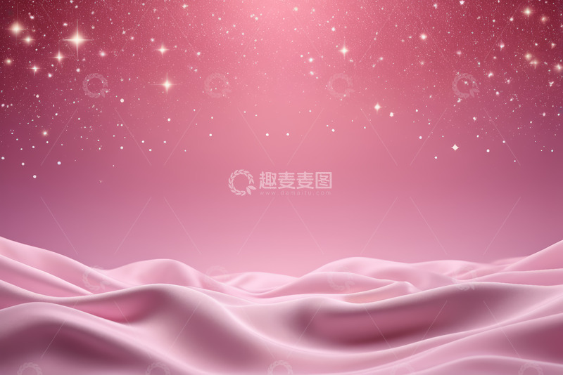 高清大图下载【趣麦麦图】粉色星空与波浪背景素材