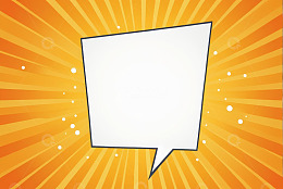 橙色放射背景卡通空白对话框