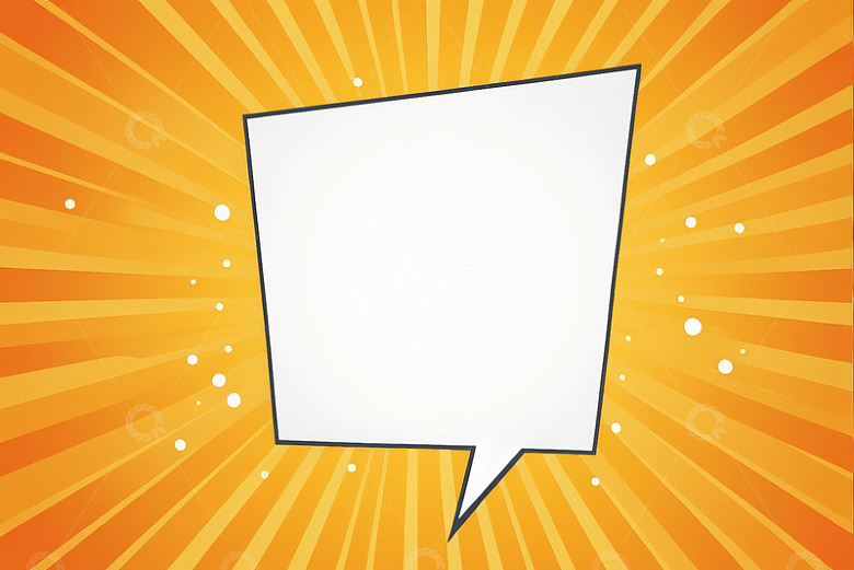 橙色放射背景卡通空白对话框