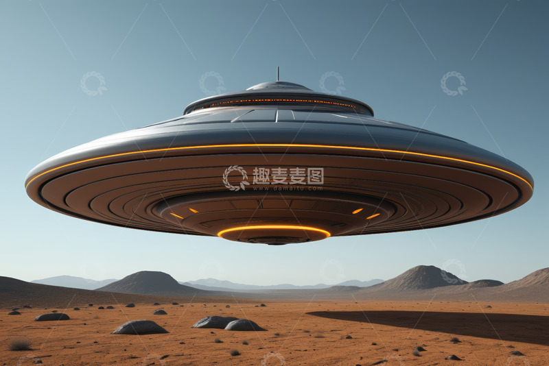 高清大图下载【趣麦麦图】沙漠上空飞行的不明飞行物