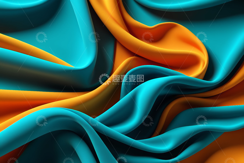 高清大图下载【趣麦麦图】蓝橙双色丝绸纹理背景