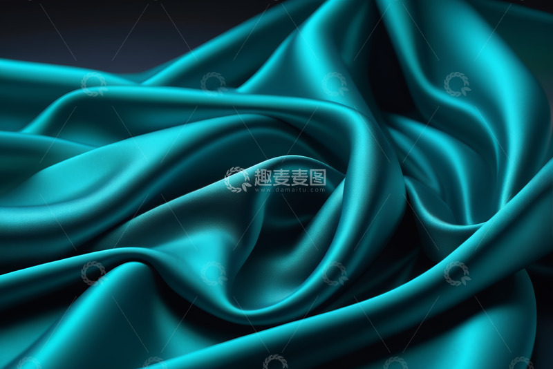 高清大图下载【趣麦麦图】蓝绿色丝绸褶皱特写