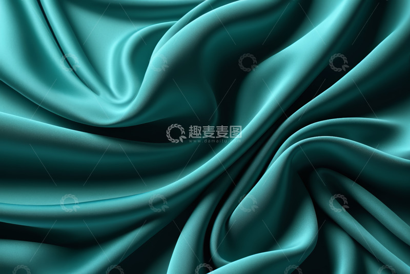 高清大图下载【趣麦麦图】蓝绿色丝绸褶皱纹理
