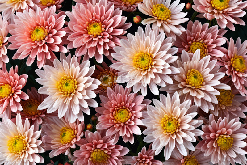 高清大图下载【趣麦麦图】粉色白色菊花花卉特写