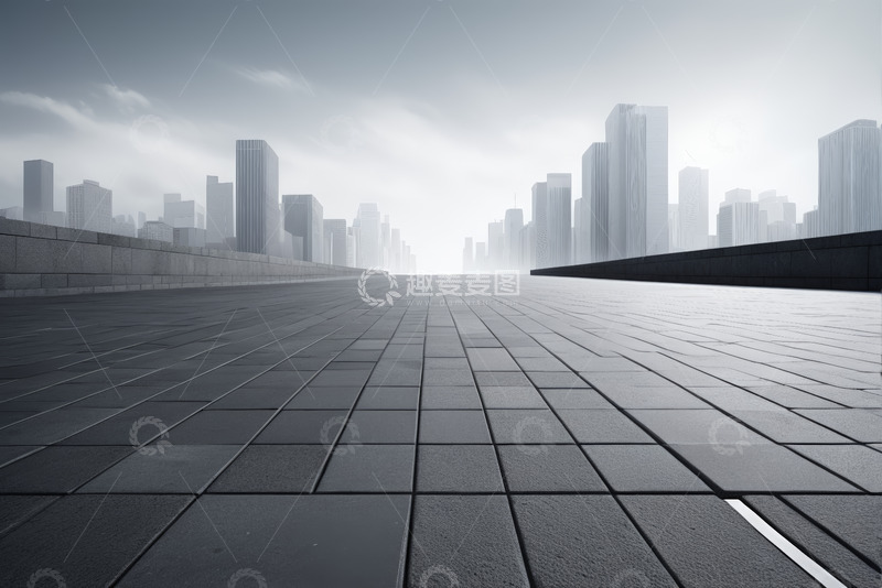 高清大图下载【趣麦麦图】城市高楼与空旷广场景观