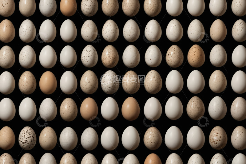 高清大图下载【趣麦麦图】多种颜色鸡蛋整齐排列