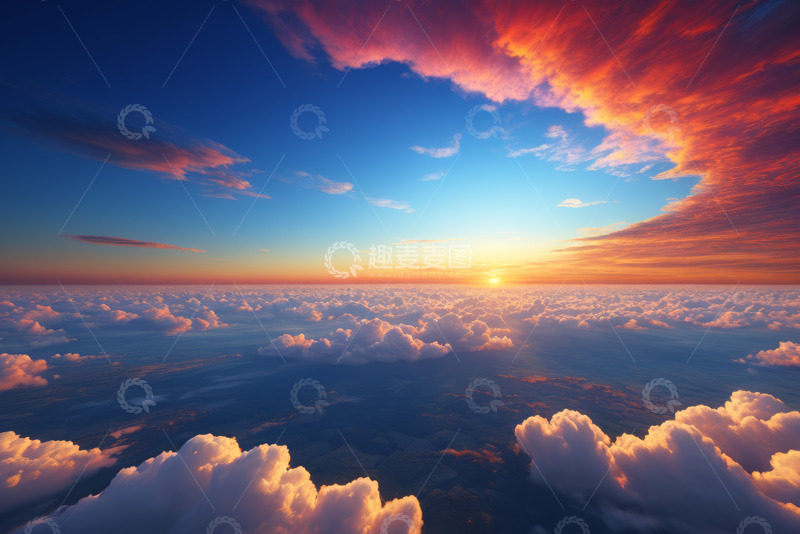 高清大图下载【趣麦麦图】高空云海日出景象