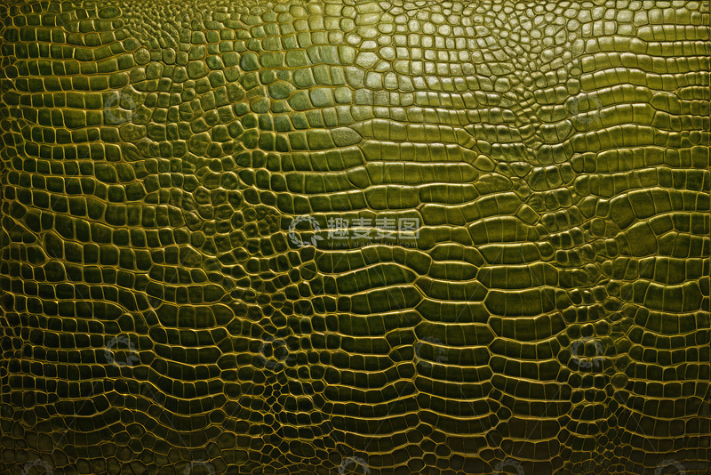 高清大图下载【趣麦麦图】绿色鳄鱼皮革纹理特写