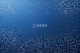 蓝色背景雪花飘落画面