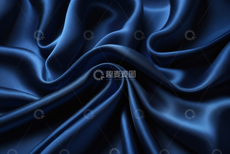 高清大图下载【趣麦麦图】深蓝色丝绸布料特写