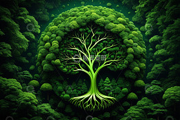 奇幻森林中的发光大树