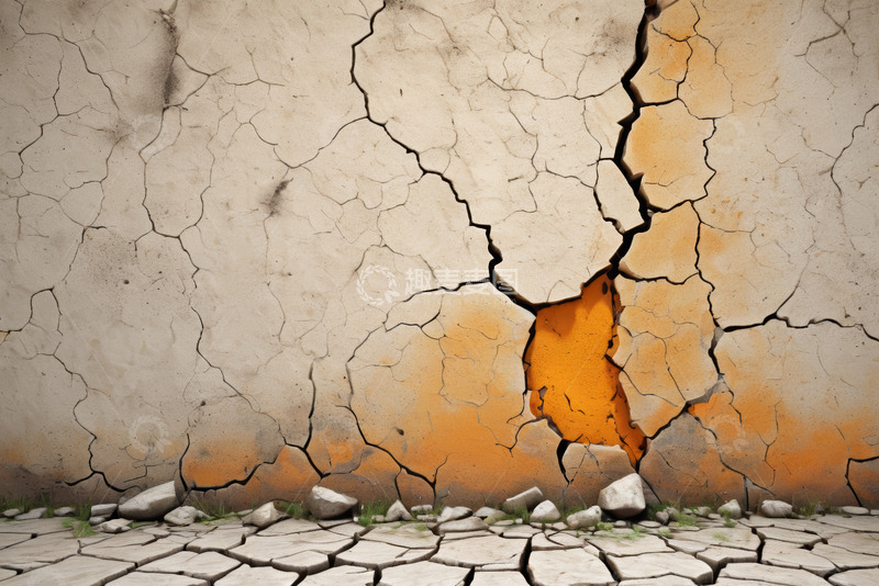 高清大图下载【趣麦麦图】干裂地面与剥落墙面素材