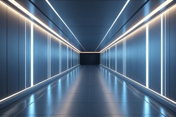 未来感发光走廊通道场景