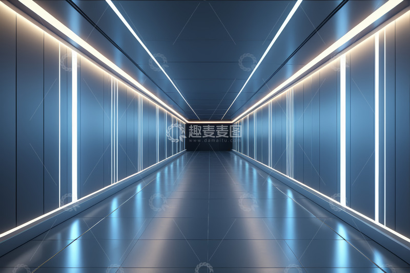 高清大图下载【趣麦麦图】未来感发光走廊通道场景