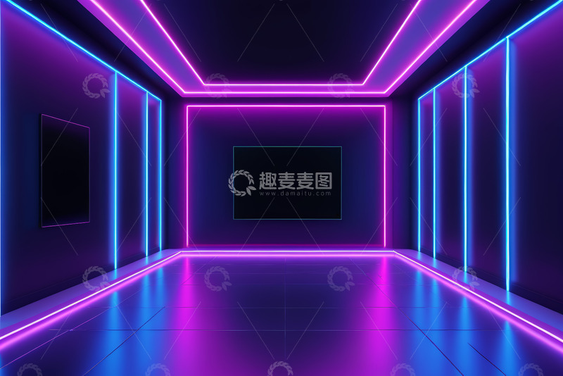 高清大图下载【趣麦麦图】霓虹灯光装饰的室内空间