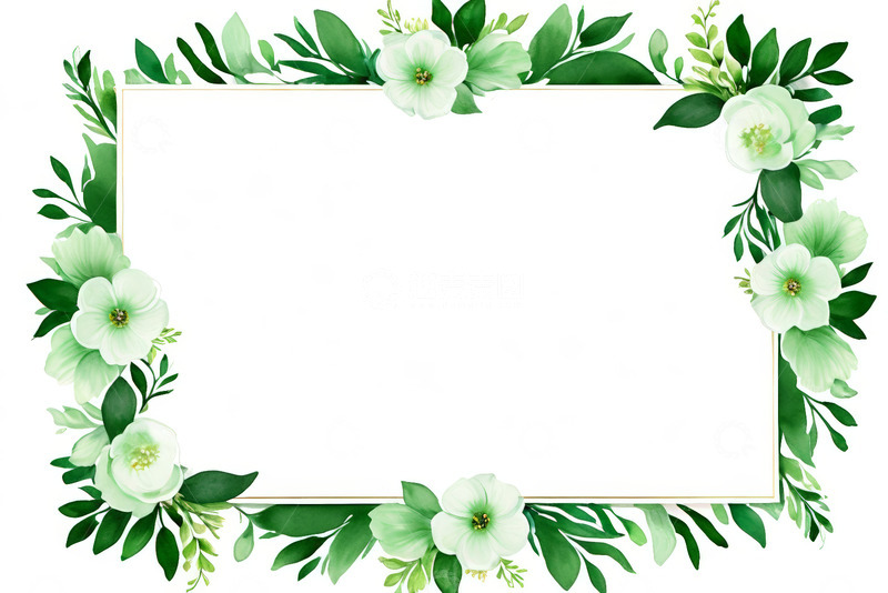 高清大图下载【趣麦麦图】绿色花卉装饰边框素材