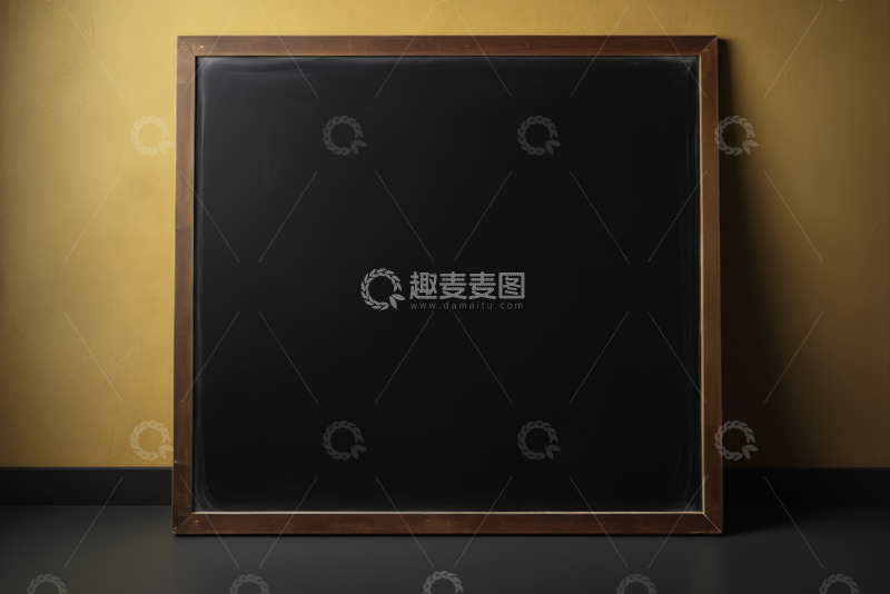 高清大图下载【趣麦麦图】黑色画框靠墙空白画面